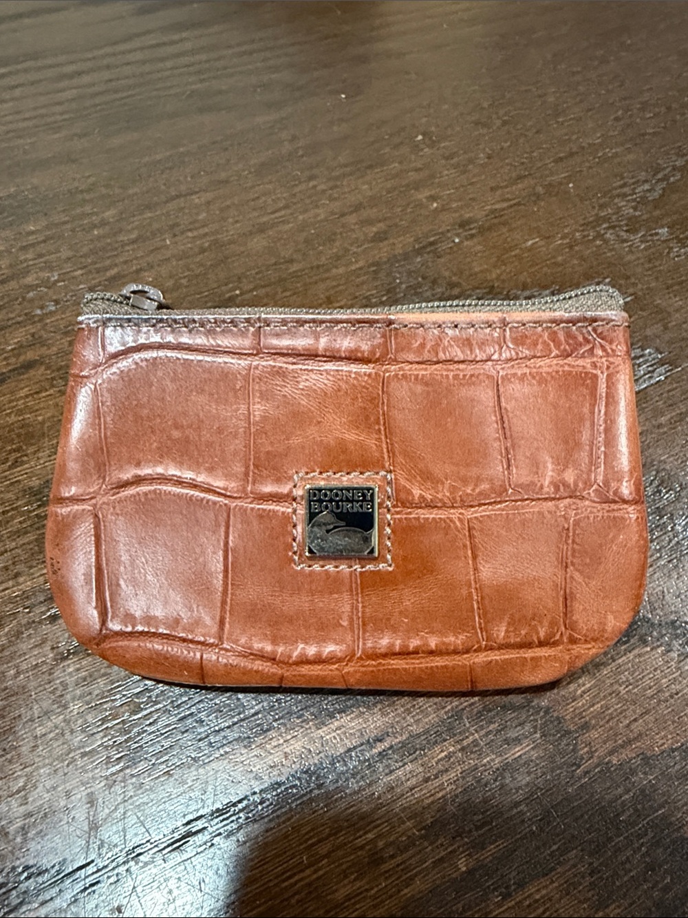 Dooney & Bourke Brown Croc-Embossed Leather Coin Pouch